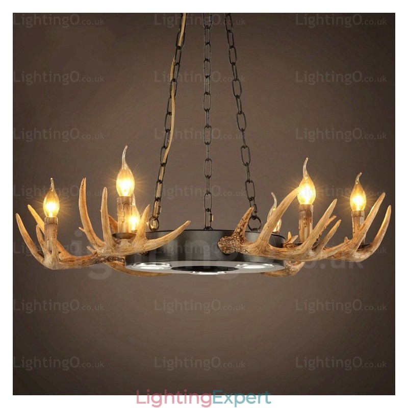 9 Light Vintage Retro Rustic Antler Chandelier Pendant Light