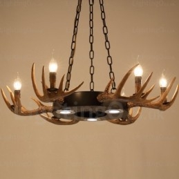 9 Light Vintage Retro Rustic Antler Chandelier Pendant Light