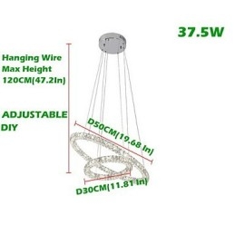 Crystal Pendant Light Lighting Modern 2 Rings Three Sides K9 Crystal Indoor Ceiling Lights Lamp Fixtures