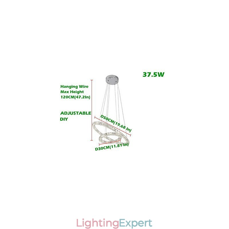 Crystal Pendant Light Lighting Modern 2 Rings Three Sides K9 Crystal Indoor Ceiling Lights Lamp Fixtures