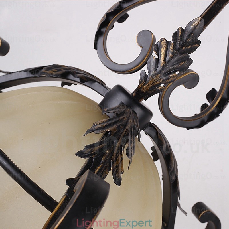 1 Light Country Rustic Pendant Light with Glass Shade