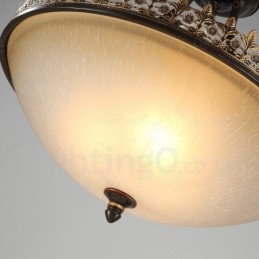 3 Light Country Rustic Pendant Light with Glass Shade