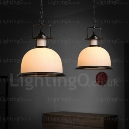 1 Light Country Rustic Pendant Light with Glass Shade