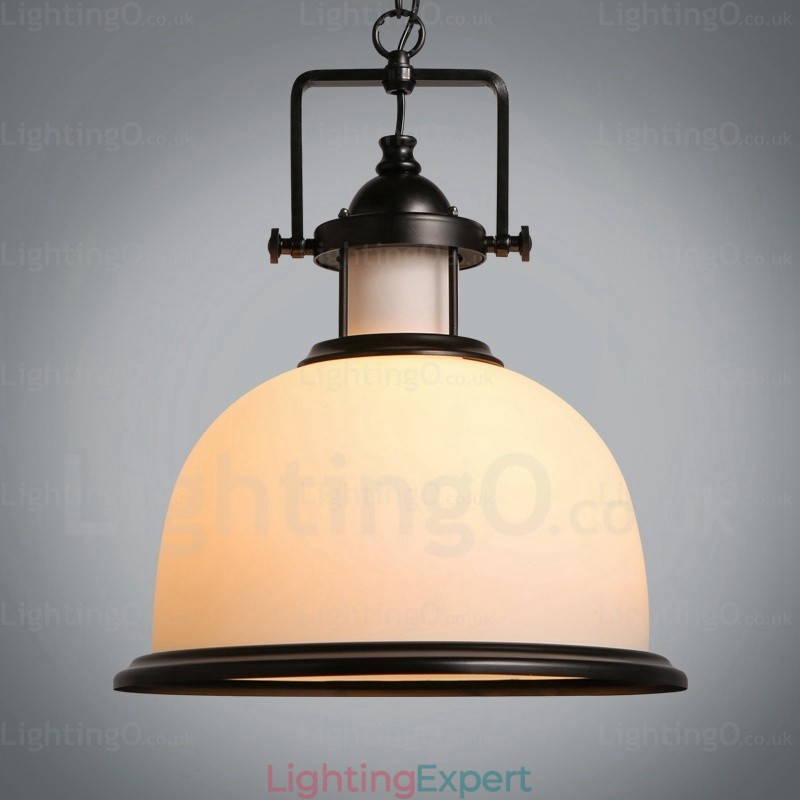 1 Light Country Rustic Pendant Light with Glass Shade