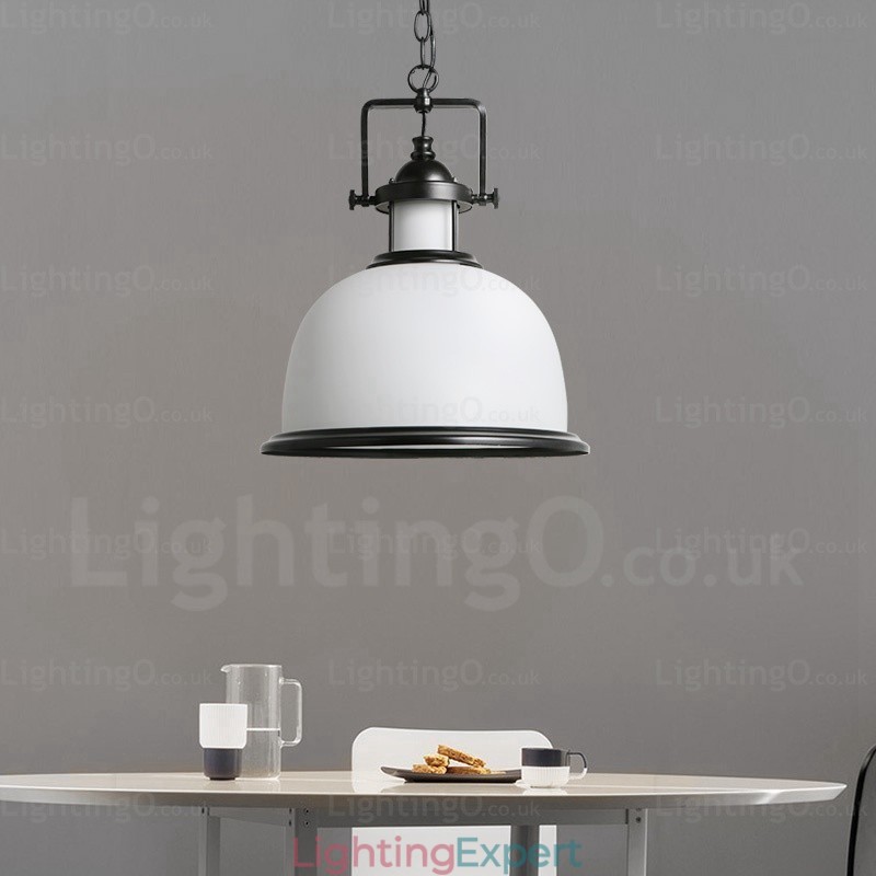 1 Light Country Rustic Pendant Light with Glass Shade