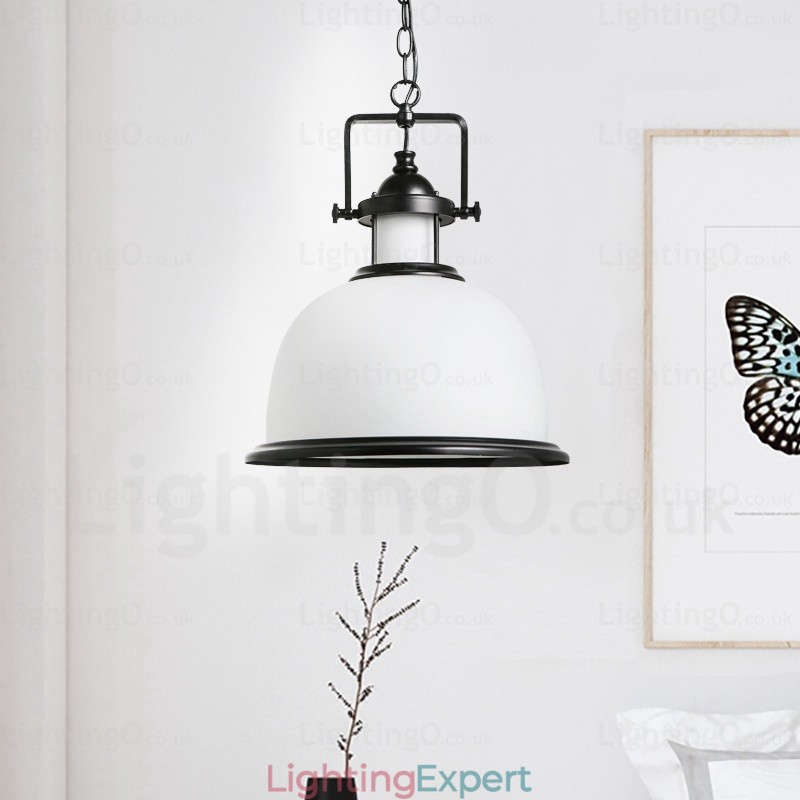 1 Light Country Rustic Pendant Light with Glass Shade