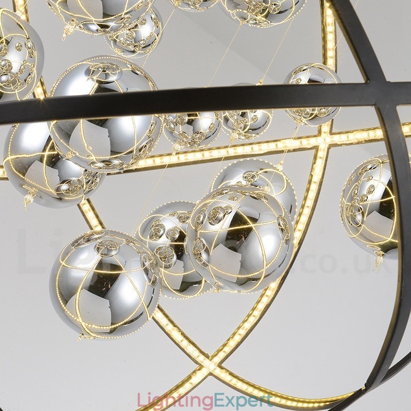 Diameter 50CM 80CM Vintage Globe Chandelier Rusty Colour Pendant Light
