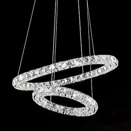Crystal Pendant Light Lighting Modern 2 Rings Three Sides K9 Crystal Indoor Ceiling Lights Lamp Fixtures