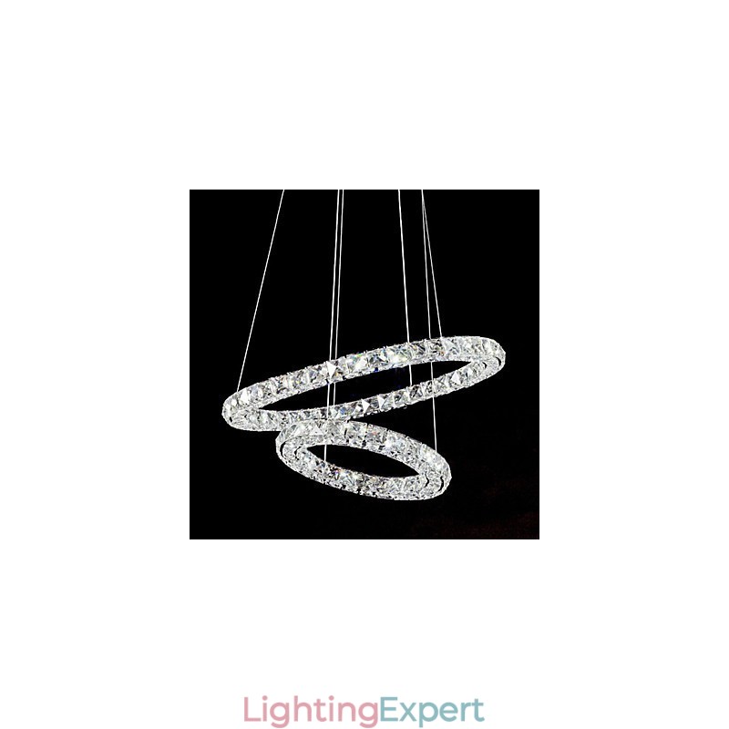 Crystal Pendant Light Lighting Modern 2 Rings Three Sides K9 Crystal Indoor Ceiling Lights Lamp Fixtures