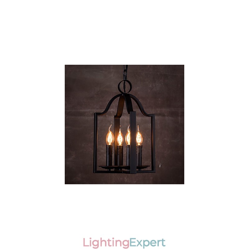 4 Light Vintage Minimalist Iron Painting Pendant Light