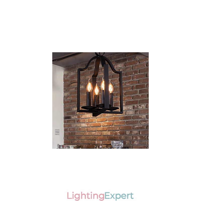 4 Light Vintage Minimalist Iron Painting Pendant Light