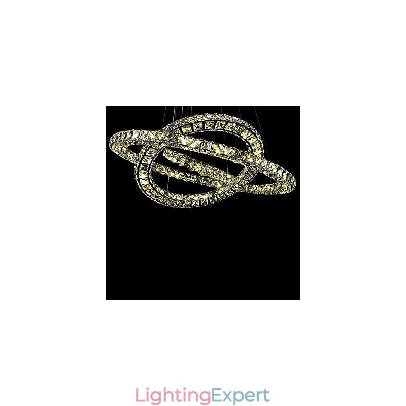 Crystal Pendant Light Lighting Modern 2 Rings Three Sides K9 Crystal Indoor Ceiling Lights Lamp Fixtures