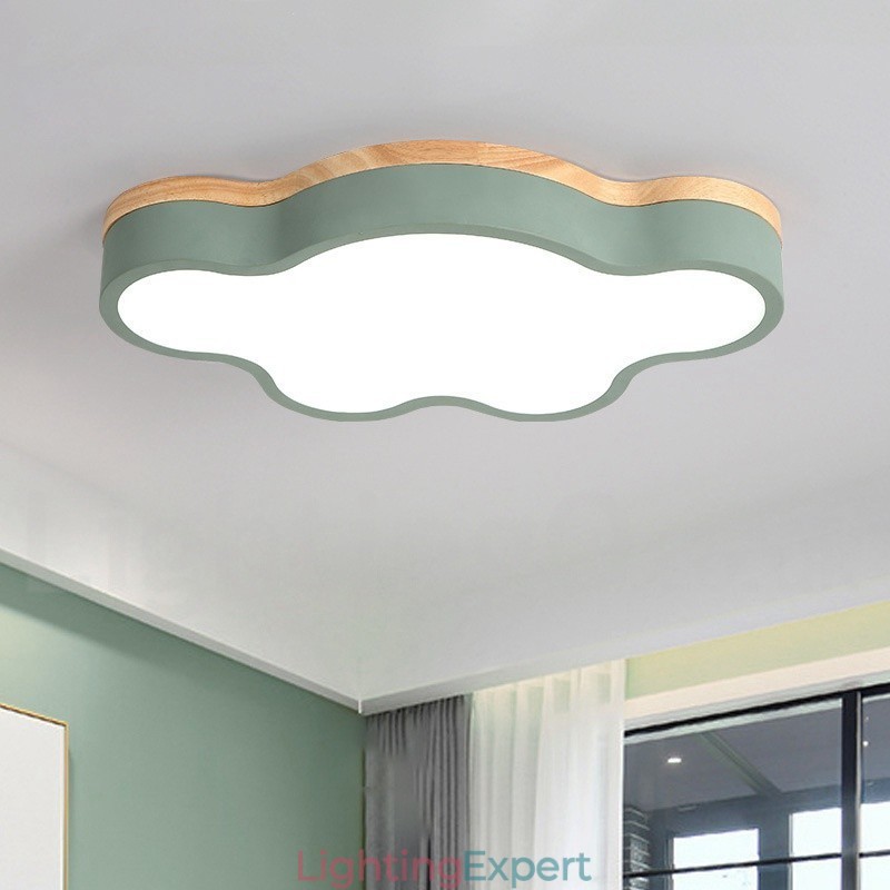 Macaron Multicolor Modern Contemporary Steel Flush Wood Light Ceiling Light