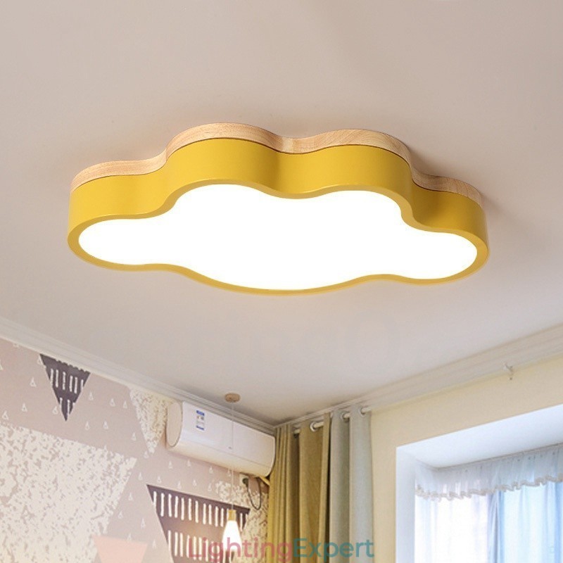 Macaron Multicolor Modern Contemporary Steel Flush Wood Light Ceiling Light