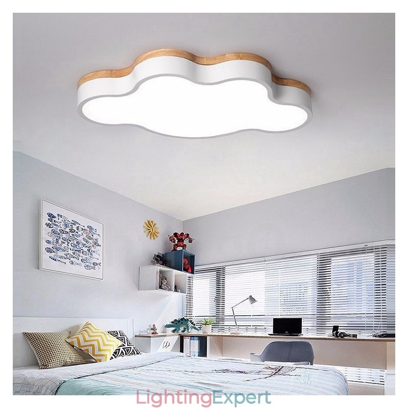 Macaron Multicolor Modern Contemporary Steel Flush Wood Light Ceiling Light