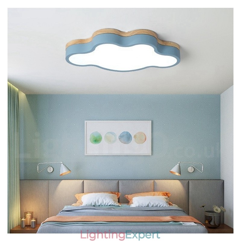 Macaron Multicolor Modern Contemporary Steel Flush Wood Light Ceiling Light