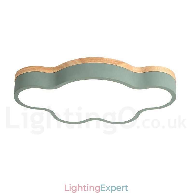 Macaron Multicolor Modern Contemporary Steel Flush Wood Light Ceiling Light