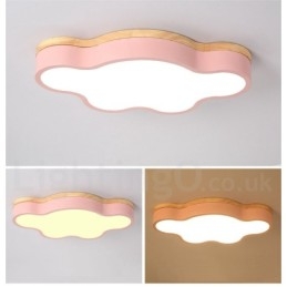 Macaron Multicolor Modern Contemporary Steel Flush Wood Light Ceiling Light