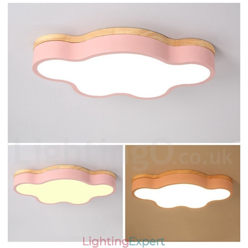 Macaron Multicolor Modern Contemporary Steel Flush Wood Light Ceiling Light