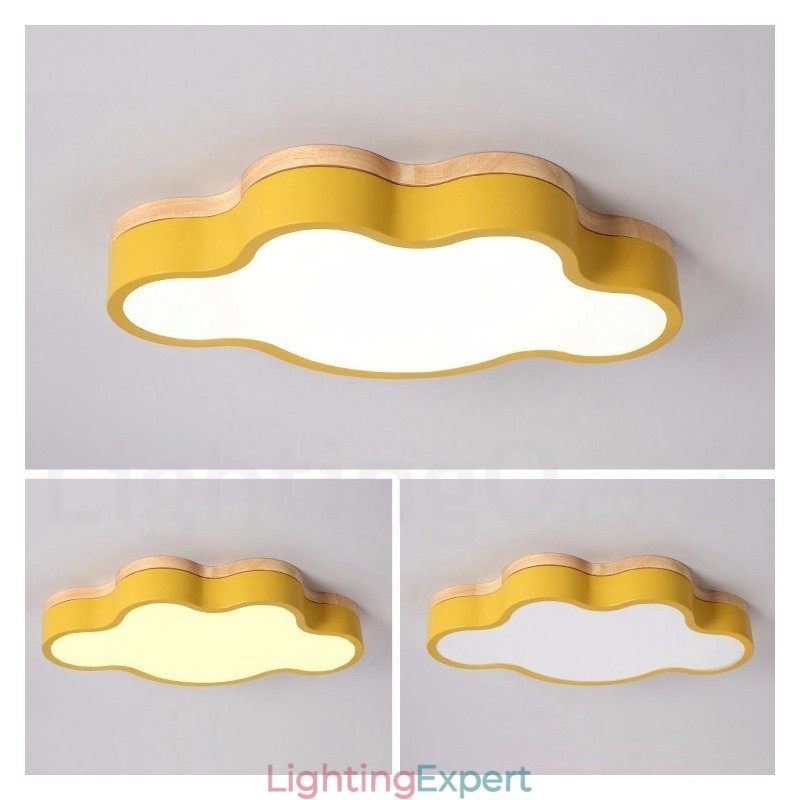 Macaron Multicolor Modern Contemporary Steel Flush Wood Light Ceiling Light