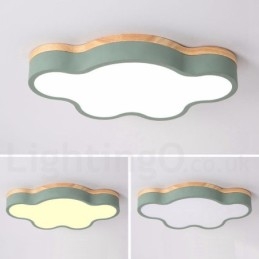 Macaron Multicolor Modern Contemporary Steel Flush Wood Light Ceiling Light