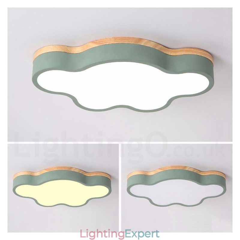Macaron Multicolor Modern Contemporary Steel Flush Wood Light Ceiling Light