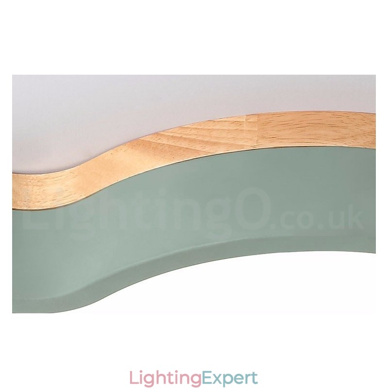 Macaron Multicolor Modern Contemporary Steel Flush Wood Light Ceiling Light