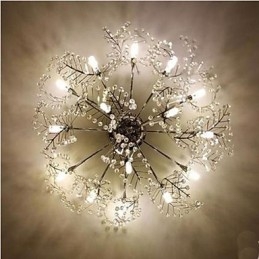 Stainless Steel Etched Deciduous Crystal Ceiling Llight