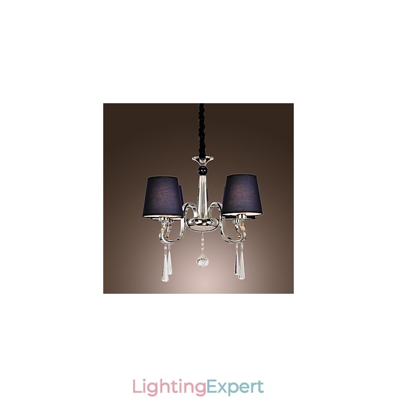 Vintage Chandelier 4 Light Classic Fabric Metal Painting