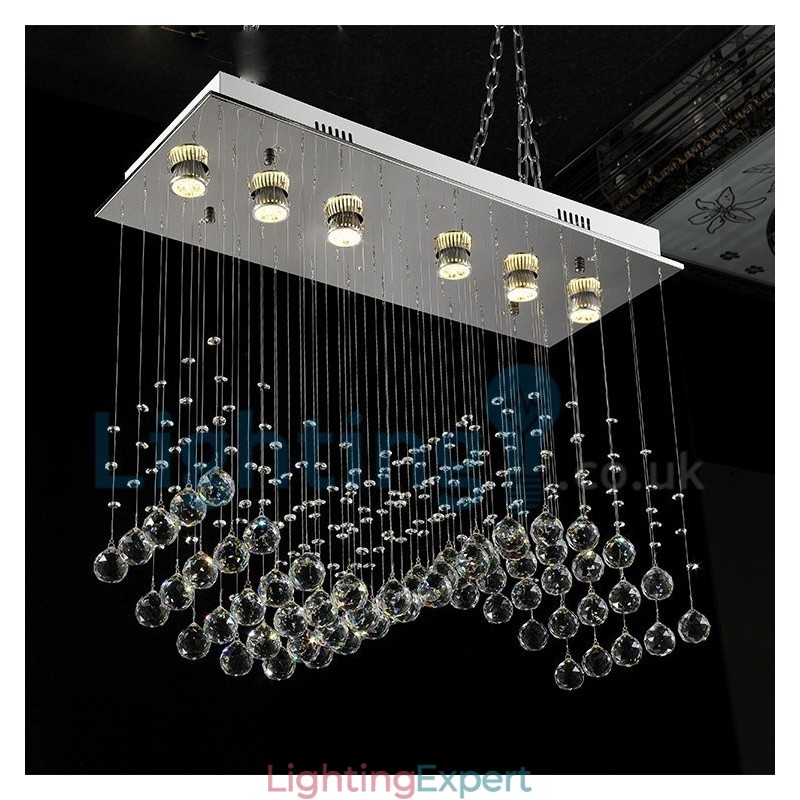 Modern Contemporary Chandelier Flush mount Pendant Fixture Crystal Rain Drop Light