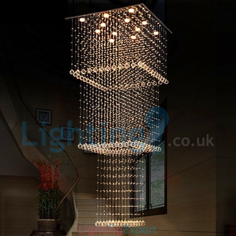 Modern Contemporary Chandelier Flush mount Pendant Fixture Crystal Rain Drop Light