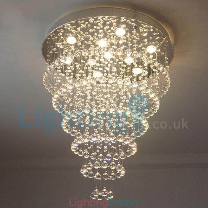 Modern Contemporary Chandelier Flush mount Pendant Fixture Crystal Rain Drop Light
