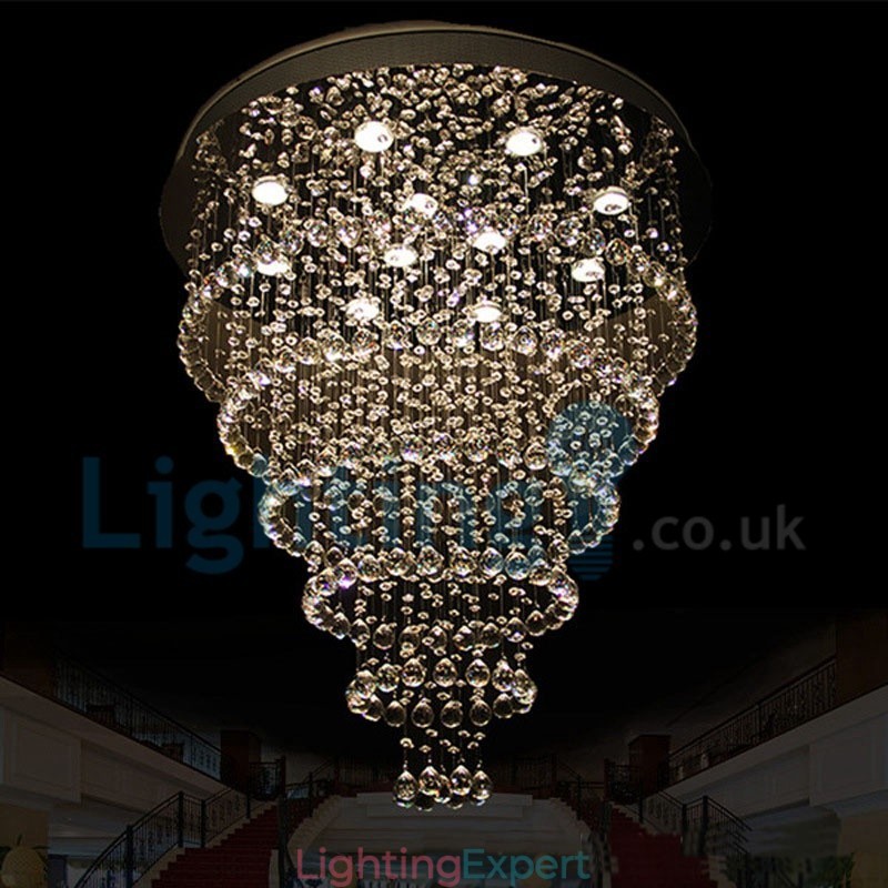 Modern Contemporary Chandelier Flush mount Pendant Fixture Crystal Rain Drop Light