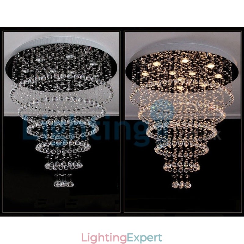 Modern Contemporary Chandelier Flush mount Pendant Fixture Crystal Rain Drop Light