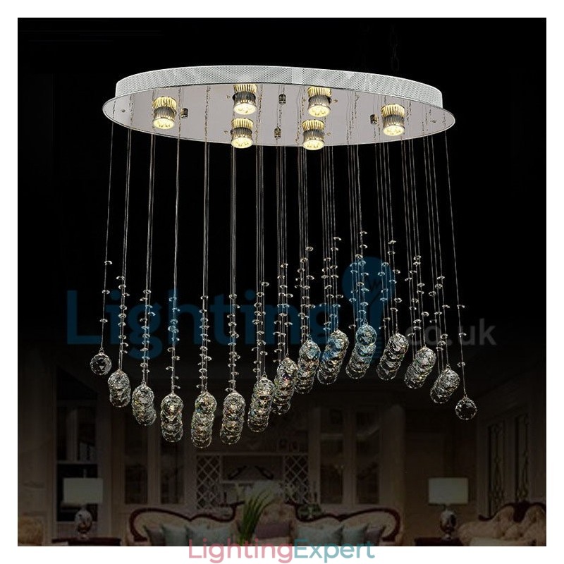 Modern Contemporary Chandelier Flush mount Pendant Fixture Crystal Rain Drop Light