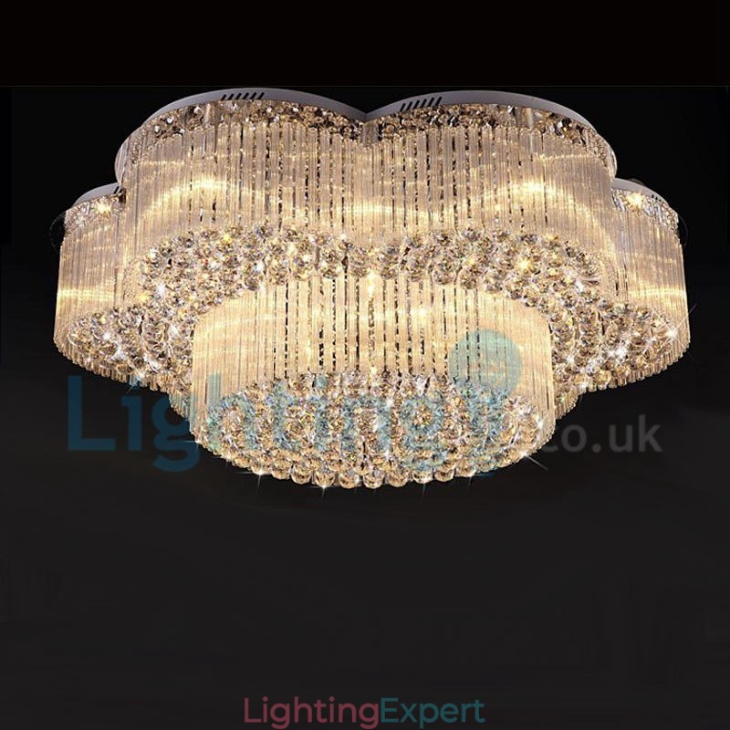 Modern Contemporary Chandelier Flush mount Pendant Fixture Crystal Rain Drop Light