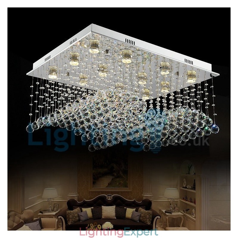 Modern Contemporary Chandelier Flush mount Pendant Fixture Crystal Rain Drop Light