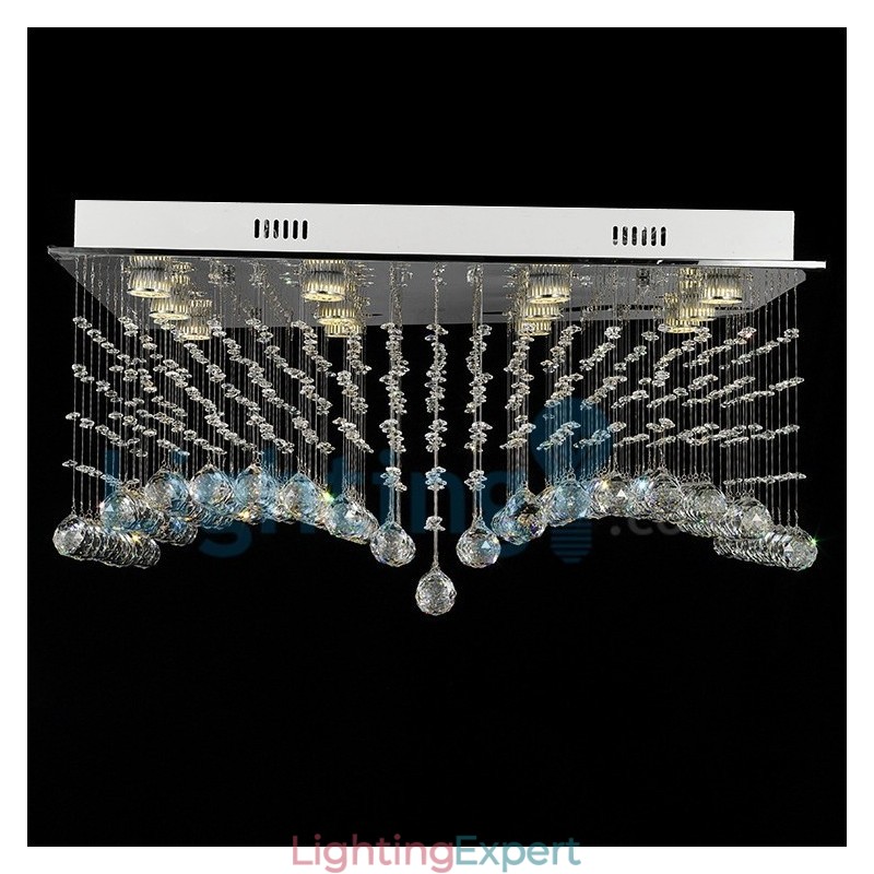 Modern Contemporary Chandelier Flush mount Pendant Fixture Crystal Rain Drop Light