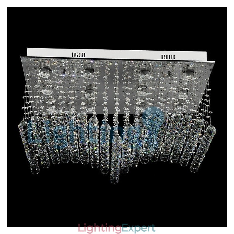 Modern Contemporary Chandelier Flush mount Pendant Fixture Crystal Rain Drop Light
