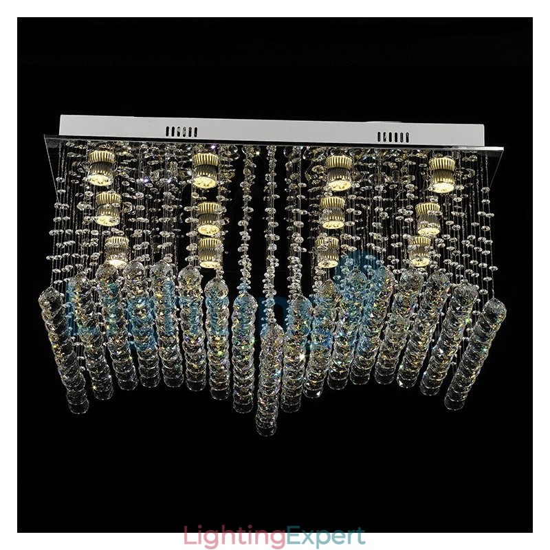 Modern Contemporary Chandelier Flush mount Pendant Fixture Crystal Rain Drop Light