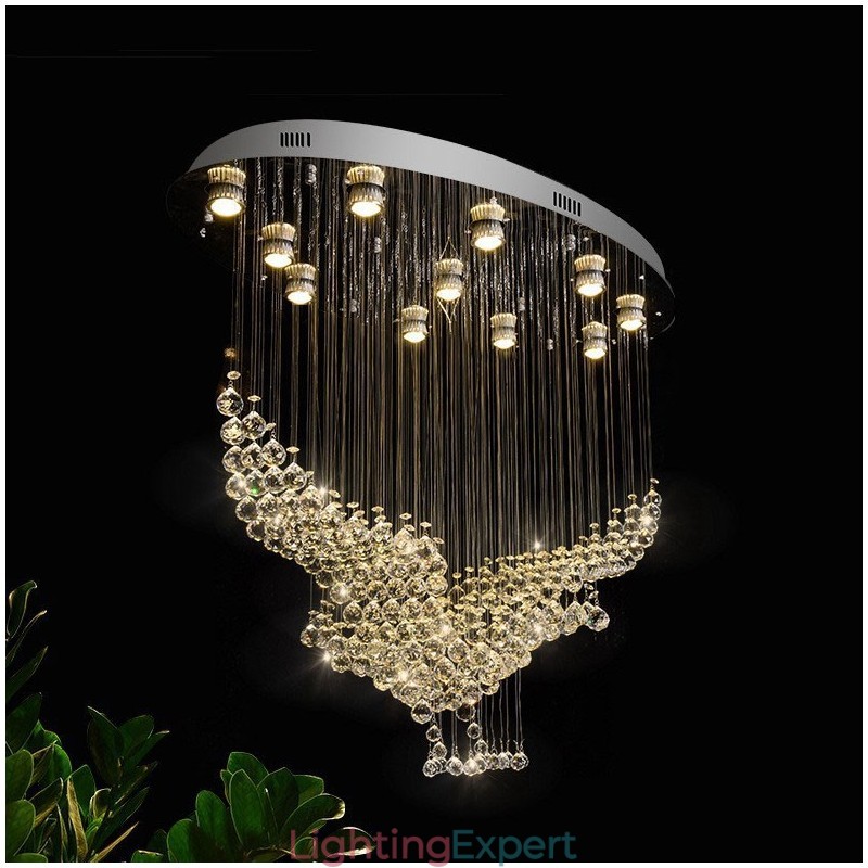 Modern Contemporary Chandelier Flush mount Pendant Fixture Crystal Rain Drop Light
