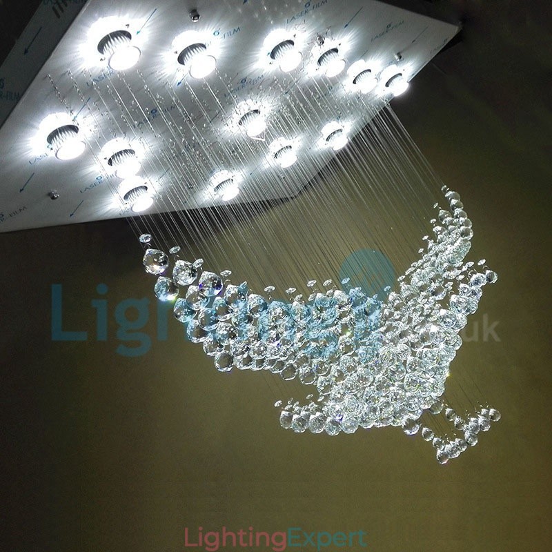 Modern Contemporary Chandelier Flush mount Pendant Fixture Crystal Rain Drop Light