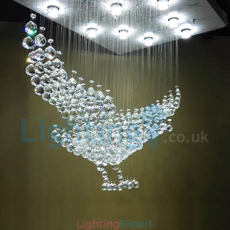 Modern Contemporary Chandelier Flush mount Pendant Fixture Crystal Rain Drop Light