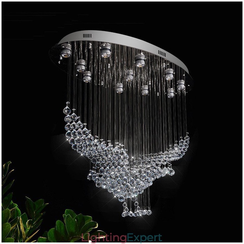 Modern Contemporary Chandelier Flush mount Pendant Fixture Crystal Rain Drop Light