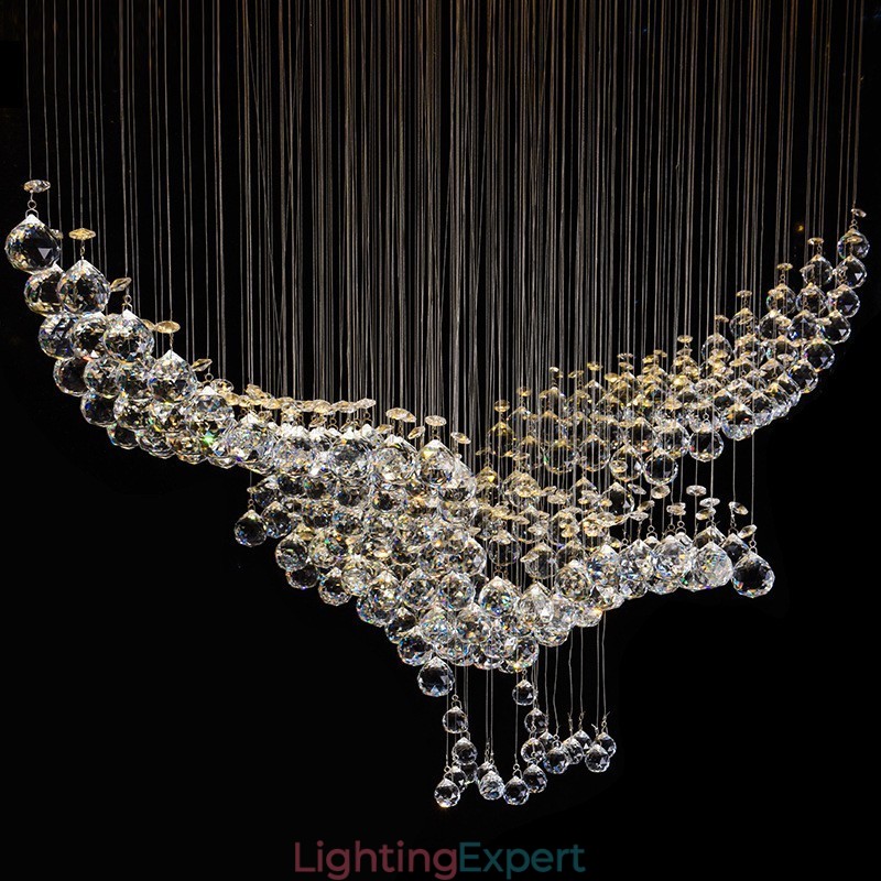 Modern Contemporary Chandelier Flush mount Pendant Fixture Crystal Rain Drop Light