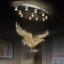 Modern Contemporary Chandelier Flush mount Pendant Fixture Crystal Rain Drop Light