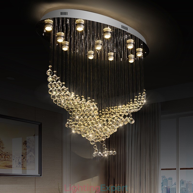 Modern Contemporary Chandelier Flush mount Pendant Fixture Crystal Rain Drop Light