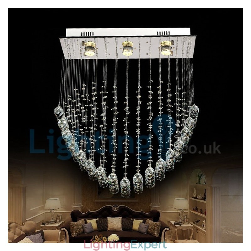 Modern Contemporary Chandelier Flush mount Pendant Fixture Crystal Rain Drop Light