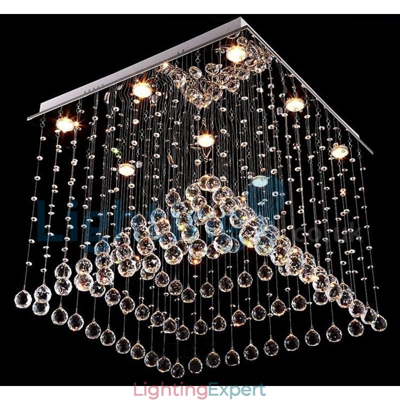 Modern Contemporary Chandelier Flush mount Pendant Fixture Crystal Rain Drop Light
