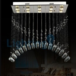 Modern Contemporary Chandelier Flush mount Pendant Fixture Crystal Rain Drop Light